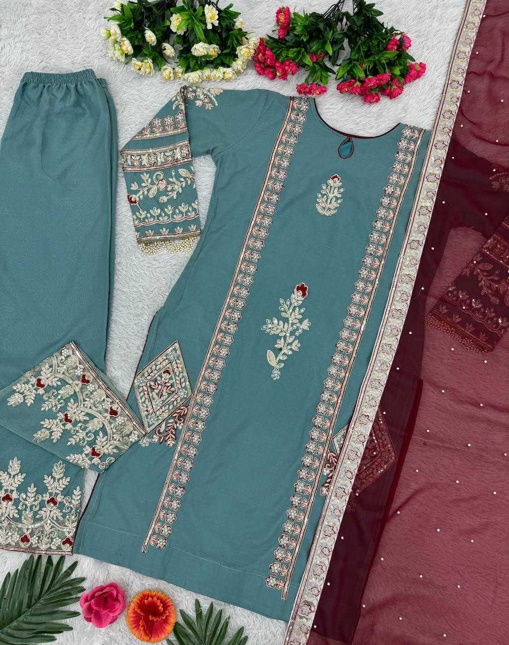 Ynf Organza KESH512 1671 Suits & Dresses Wholesale Ladies Suits Palazzo Suit Handwork Suits Manufacturer