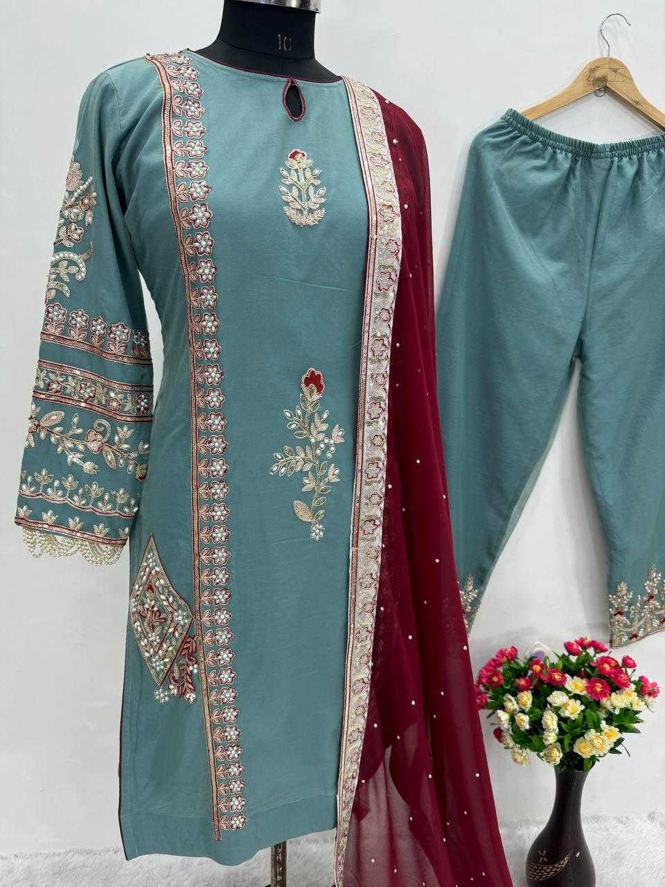Ynf Organza KESH512 1671 Suits & Dresses Wholesale Ladies Suits Palazzo Suit Handwork Suits Manufacturer
