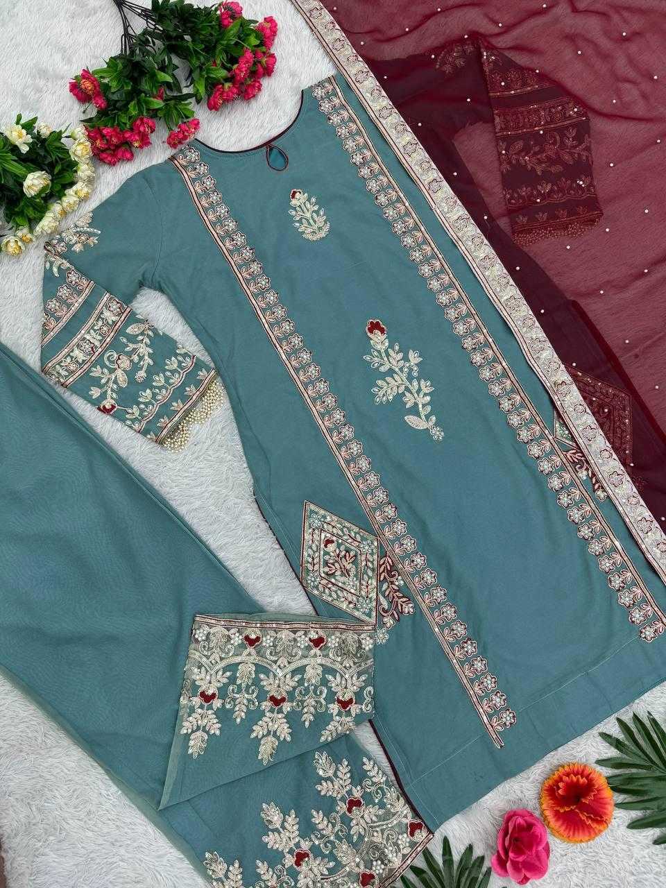 Ynf Organza KESH512 1671 Suits & Dresses Wholesale Ladies Suits Palazzo Suit Handwork Suits Manufacturer