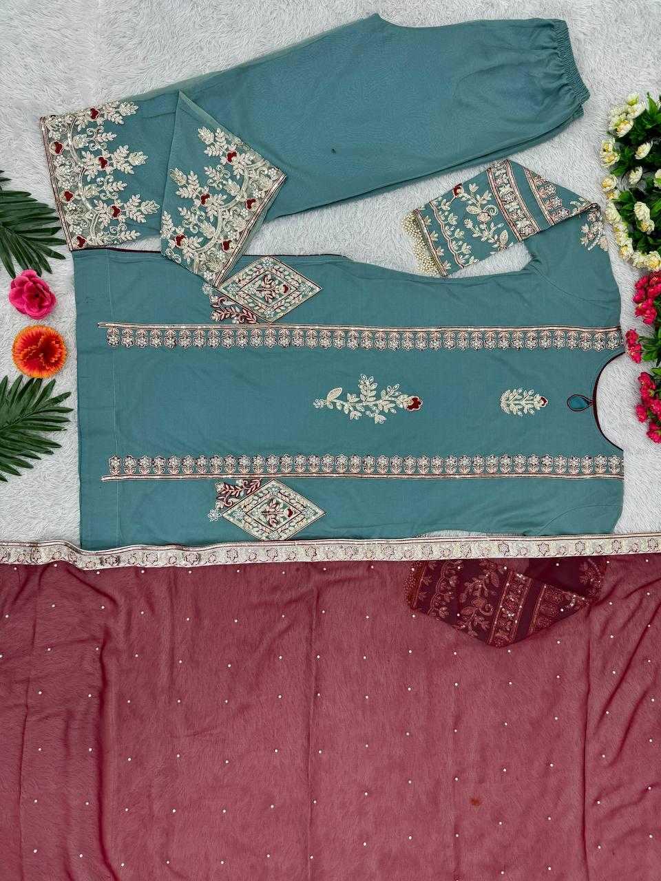 Ynf Organza KESH512 1671 Suits & Dresses Wholesale Ladies Suits Palazzo Suit Handwork Suits Manufacturer