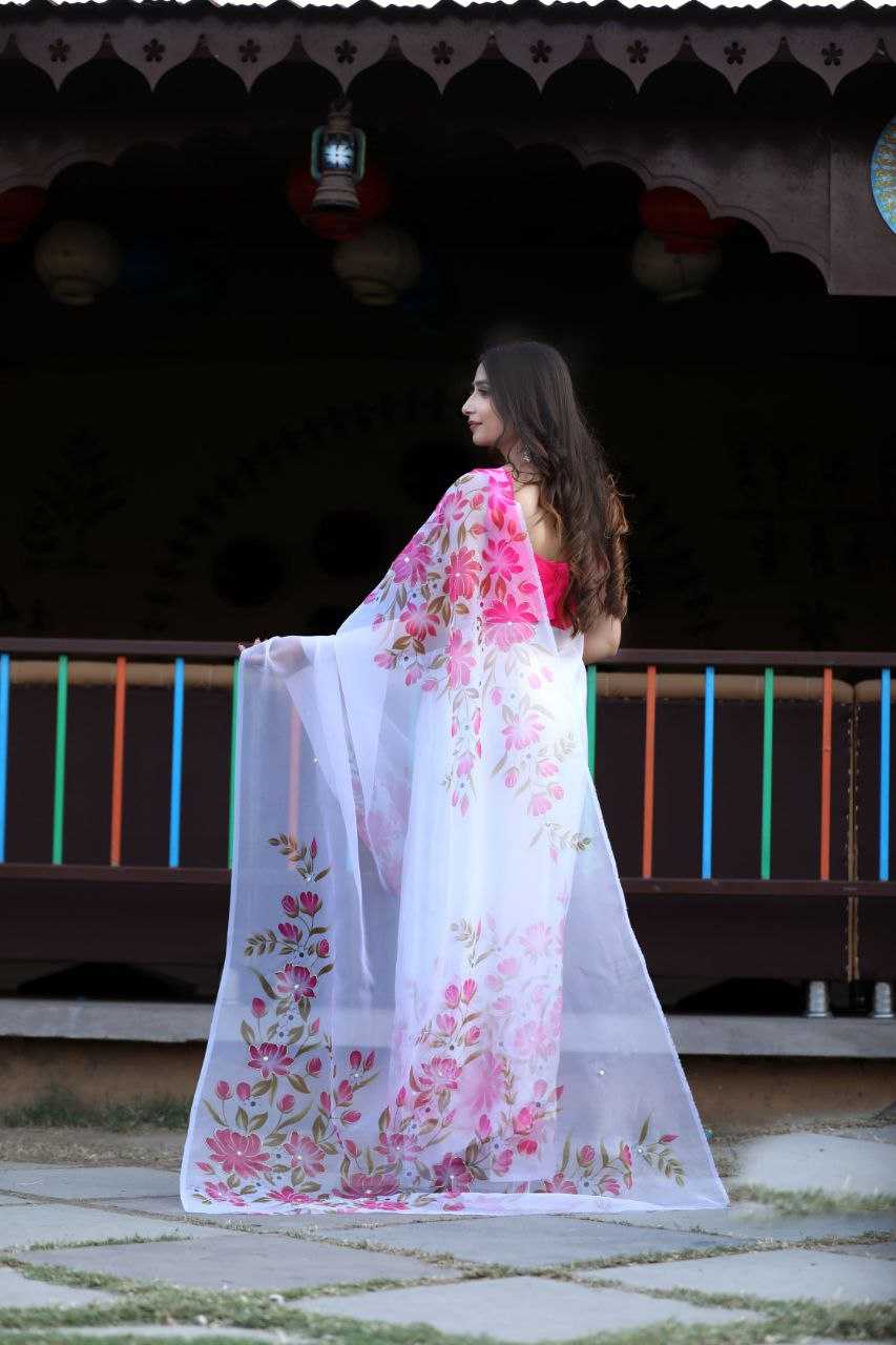 Ynf Organza KESH518 4313 Sarees Wholesale Organza Sarees Printed Sarees Hand Work Sarees Manufacturer