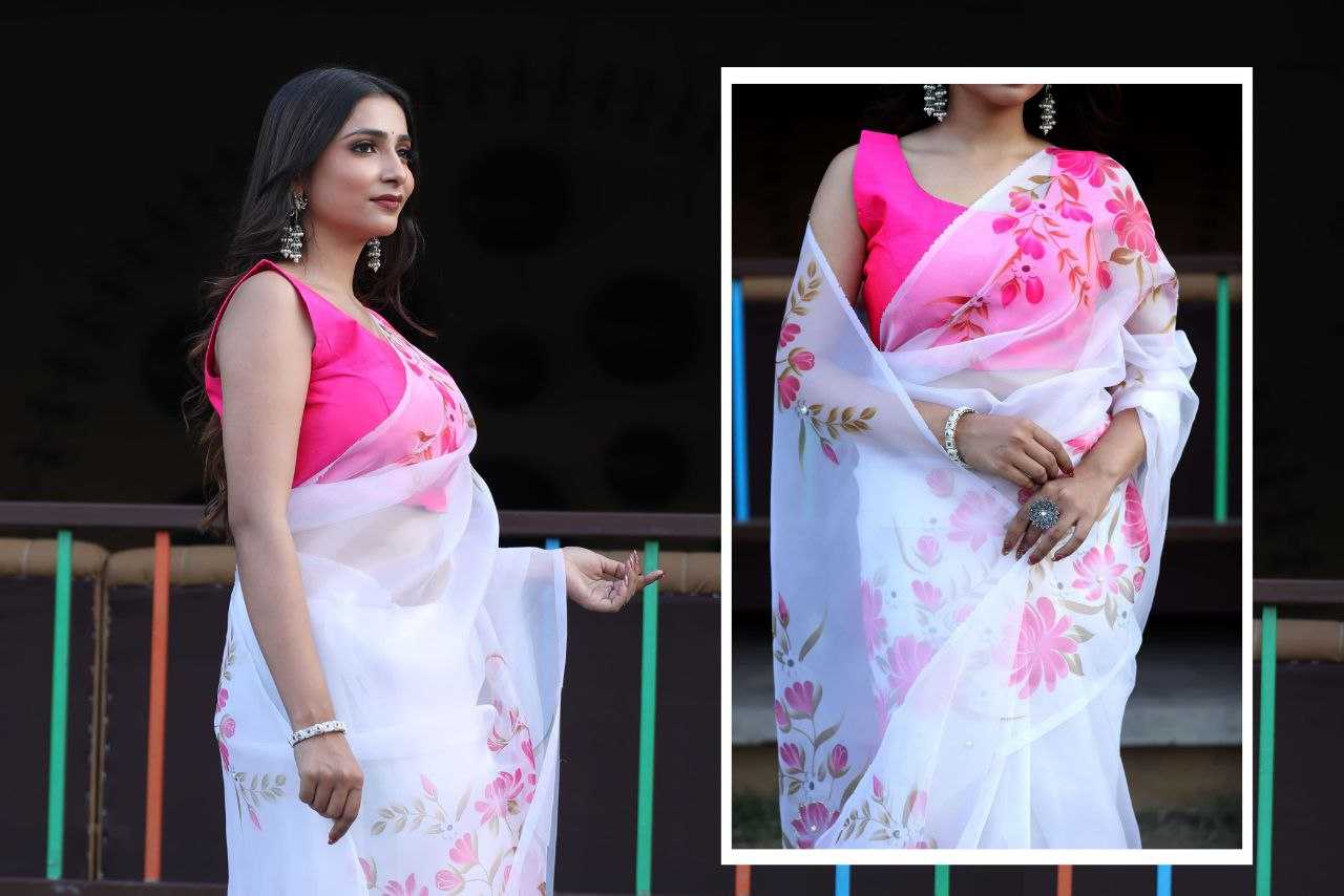Ynf Organza KESH518 4313 Sarees Wholesale Organza Sarees Printed Sarees Hand Work Sarees Manufacturer