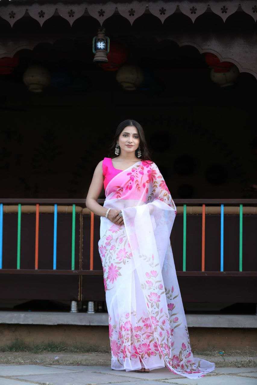 Ynf Organza KESH518 4313 Sarees Wholesale Organza Sarees Printed Sarees Hand Work Sarees Manufacturer