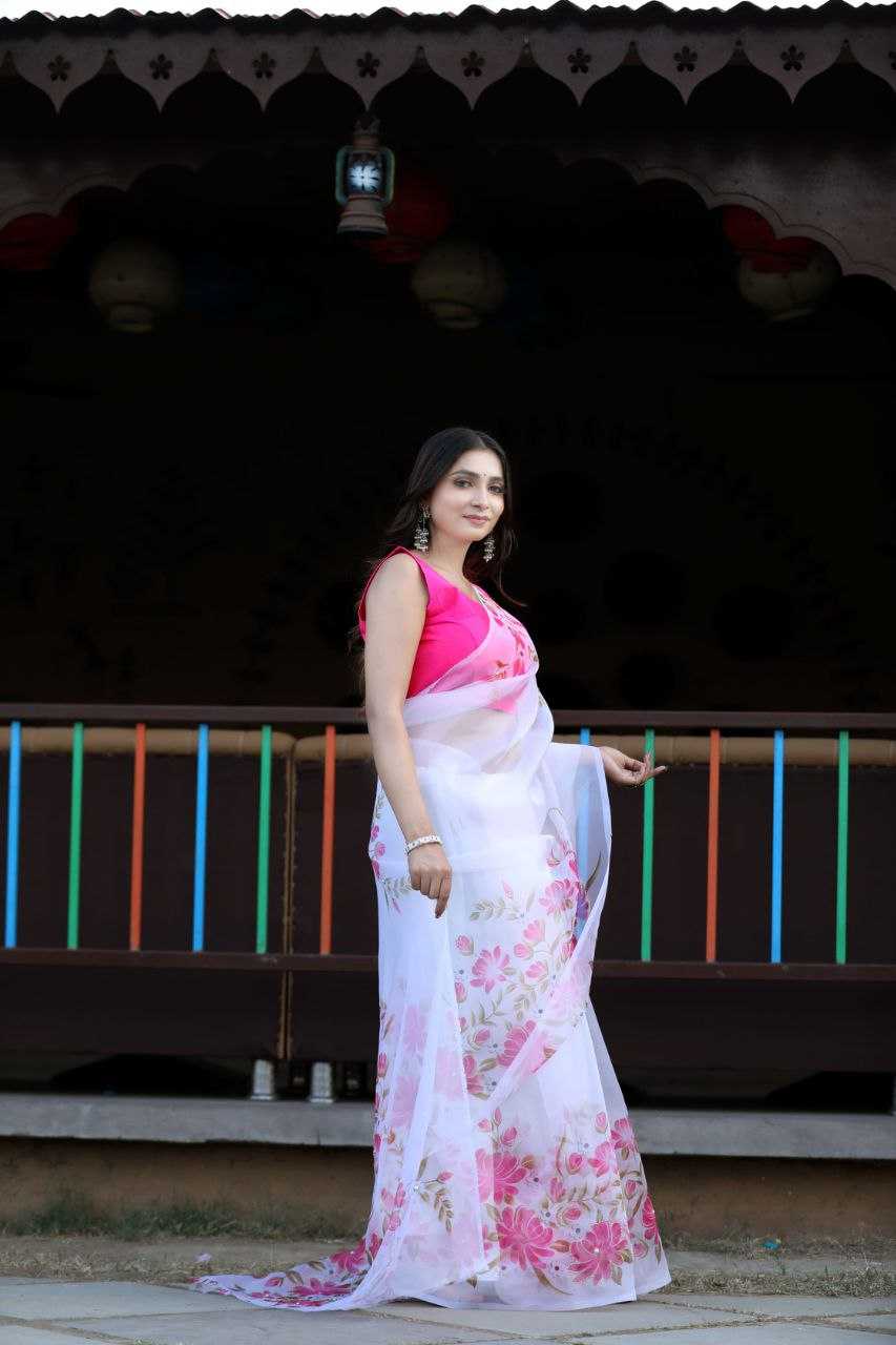 Ynf Organza KESH518 4313 Sarees Wholesale Organza Sarees Printed Sarees Hand Work Sarees Manufacturer