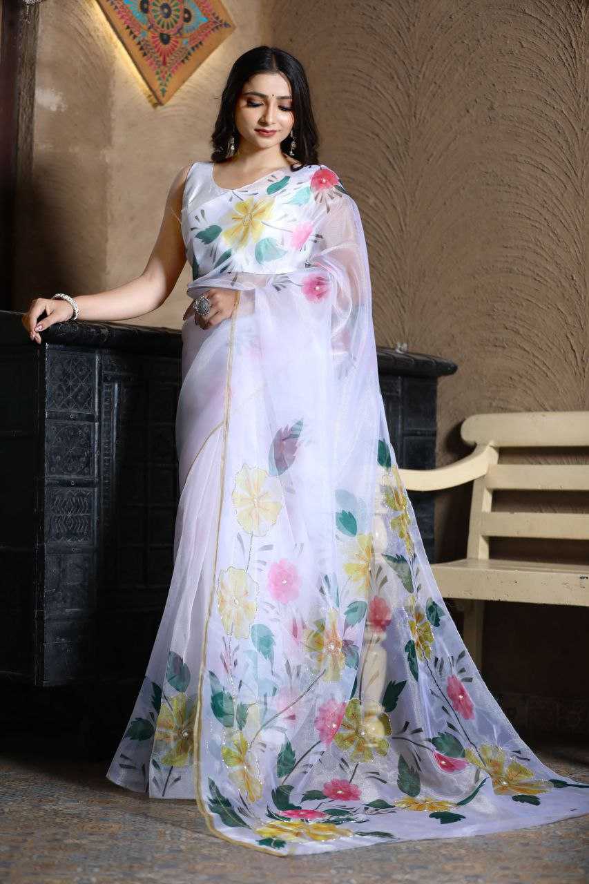 Ynf Organza KESH518 4315 Sarees Wholesale Organza Sarees Printed Sarees Hand Work Sarees Manufacturer