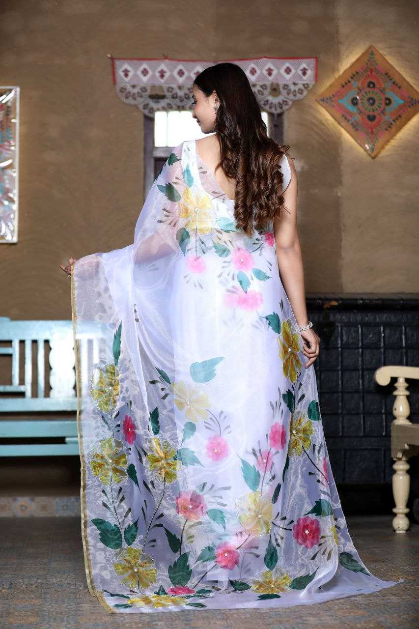 Ynf Organza KESH518 4315 Sarees Wholesale Organza Sarees Printed Sarees Hand Work Sarees Manufacturer