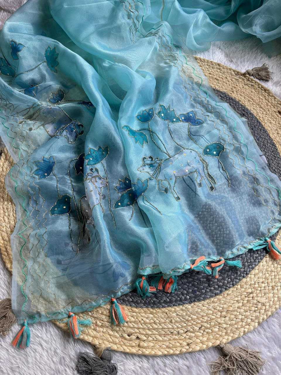 Ynf Organza KESH518 4322 Sarees Wholesale Organza Sarees Printed Sarees Hand Work Sarees Manufacturer