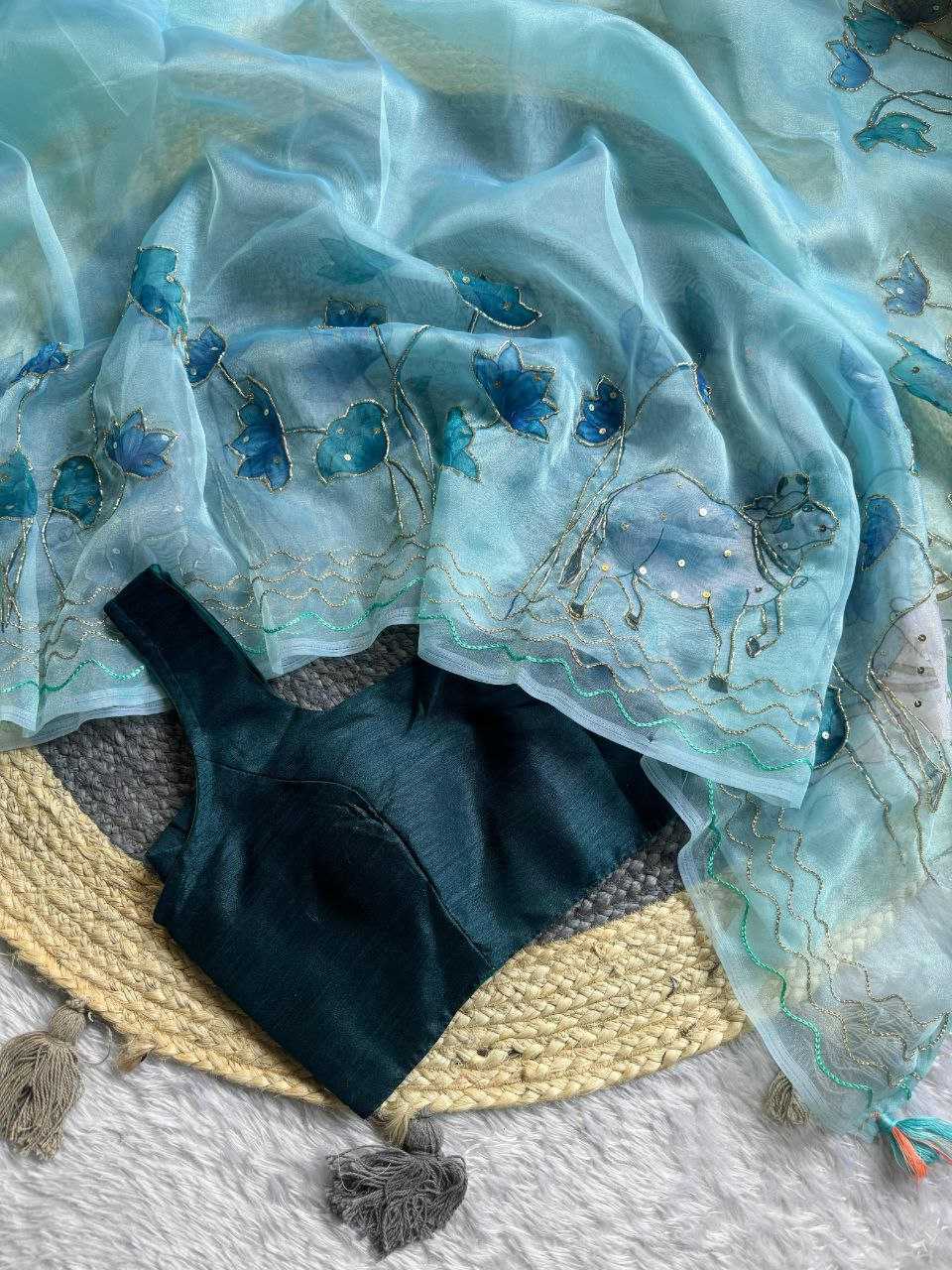 Ynf Organza KESH518 4322 Sarees Wholesale Organza Sarees Printed Sarees Hand Work Sarees Manufacturer