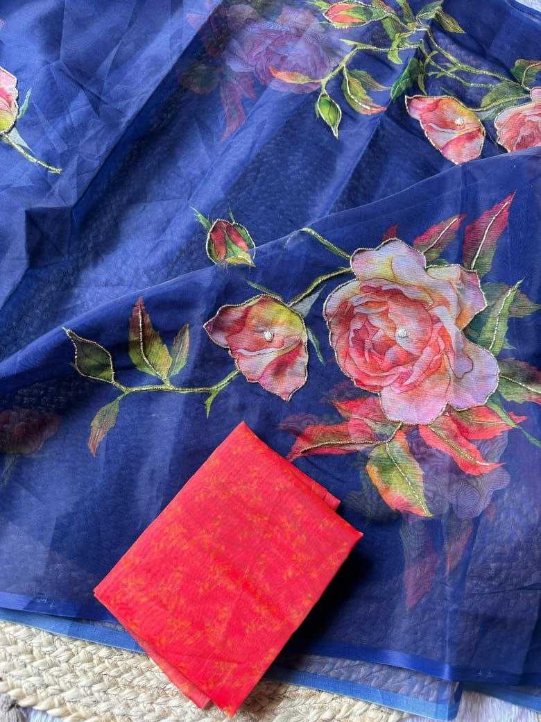Ynf Organza KESH518 4337 Sarees Wholesale Organza Sarees Printed Sarees Hand Work Sarees Manufacturer