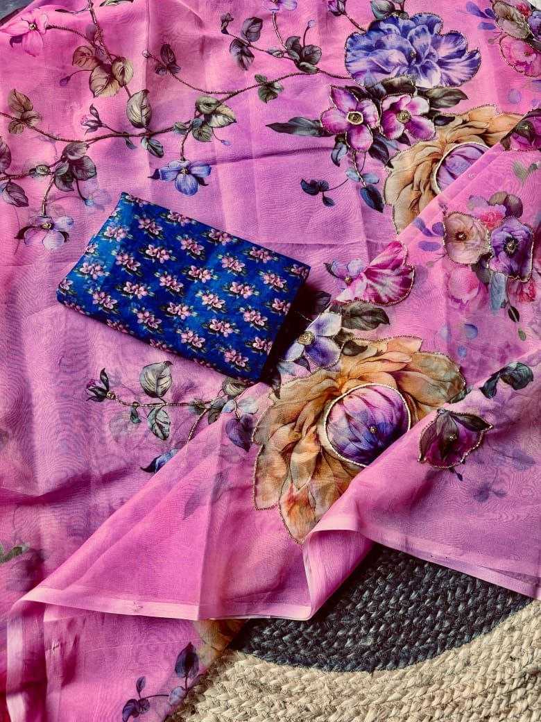 Ynf Organza KESH518 4338 Sarees Wholesale Organza Sarees Printed Sarees Hand Work Sarees Manufacturer