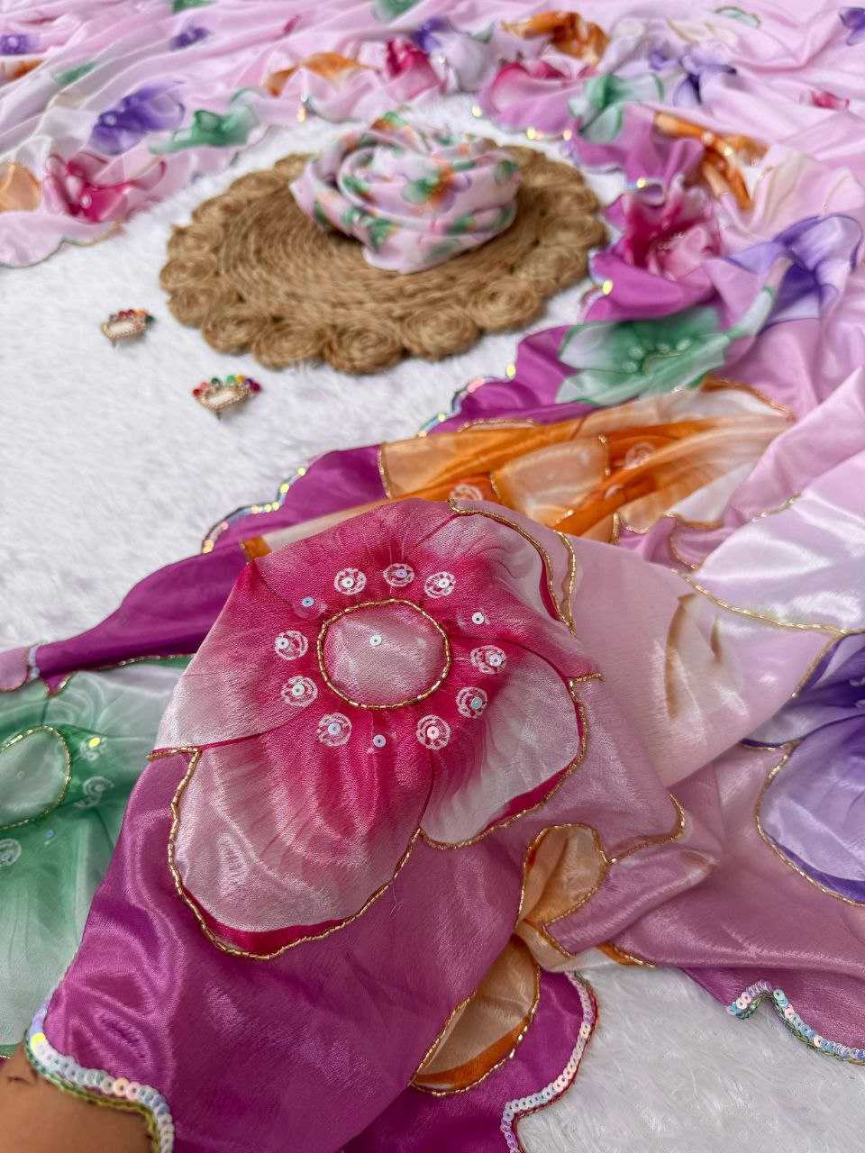 Ynf Organza KESH518 4344 Sarees Wholesale Organza Sarees Printed Sarees Hand Work Sarees Manufacturer