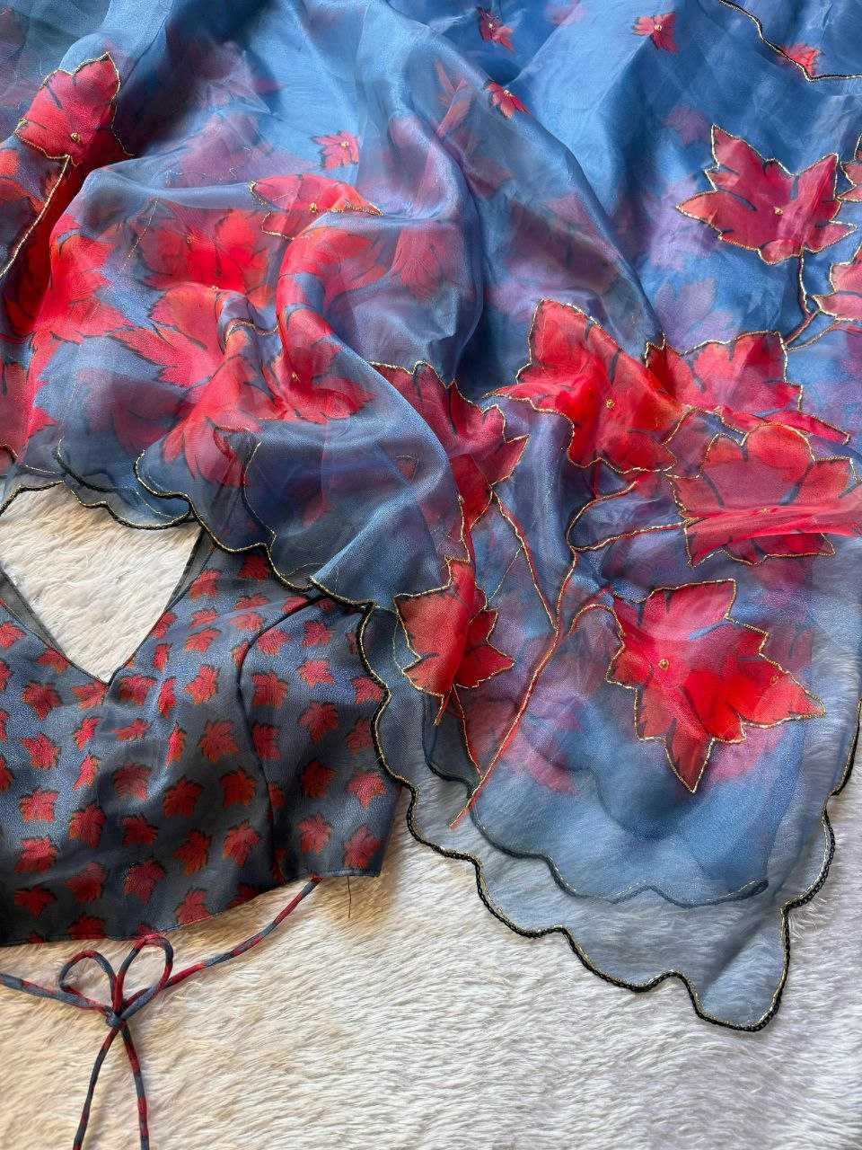 Ynf Organza KESH518 4347 Sarees Wholesale Organza Sarees Printed Sarees Hand Work Sarees Manufacturer