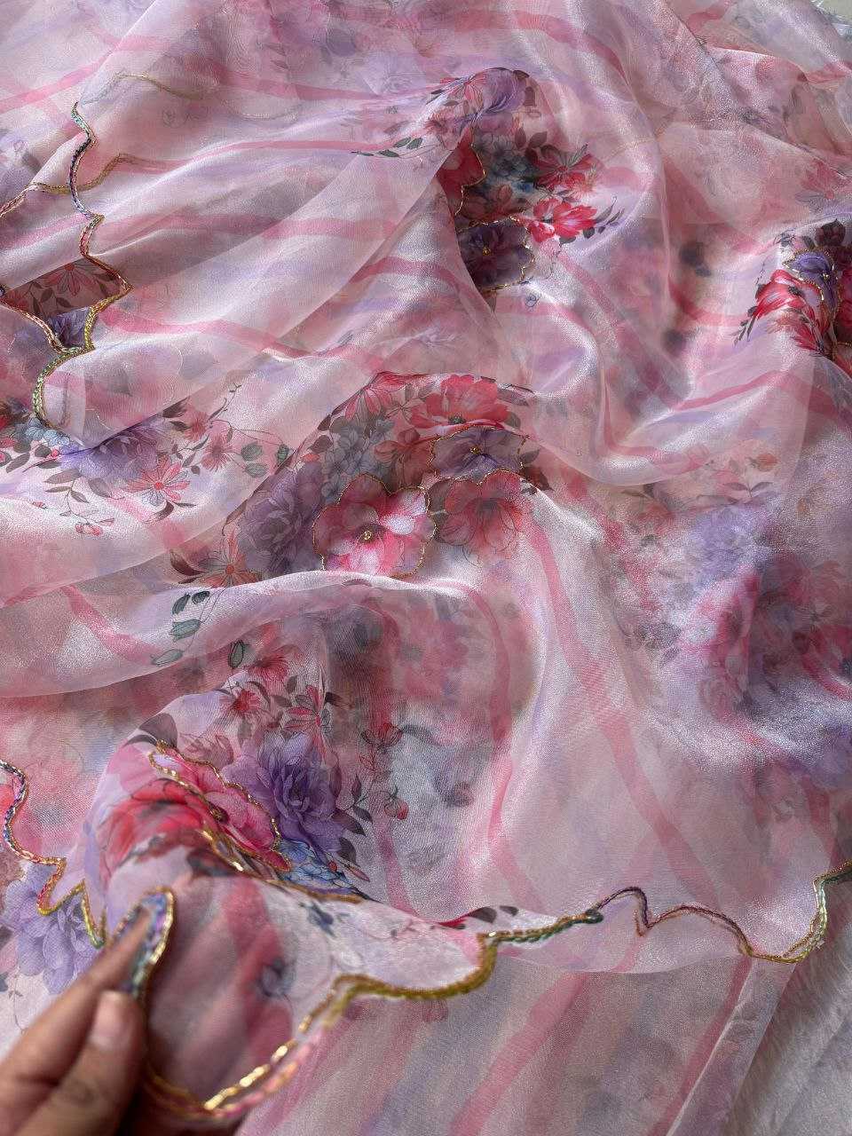 Ynf Organza KESH518 4348 Sarees Wholesale Organza Sarees Printed Sarees Hand Work Sarees Manufacturer