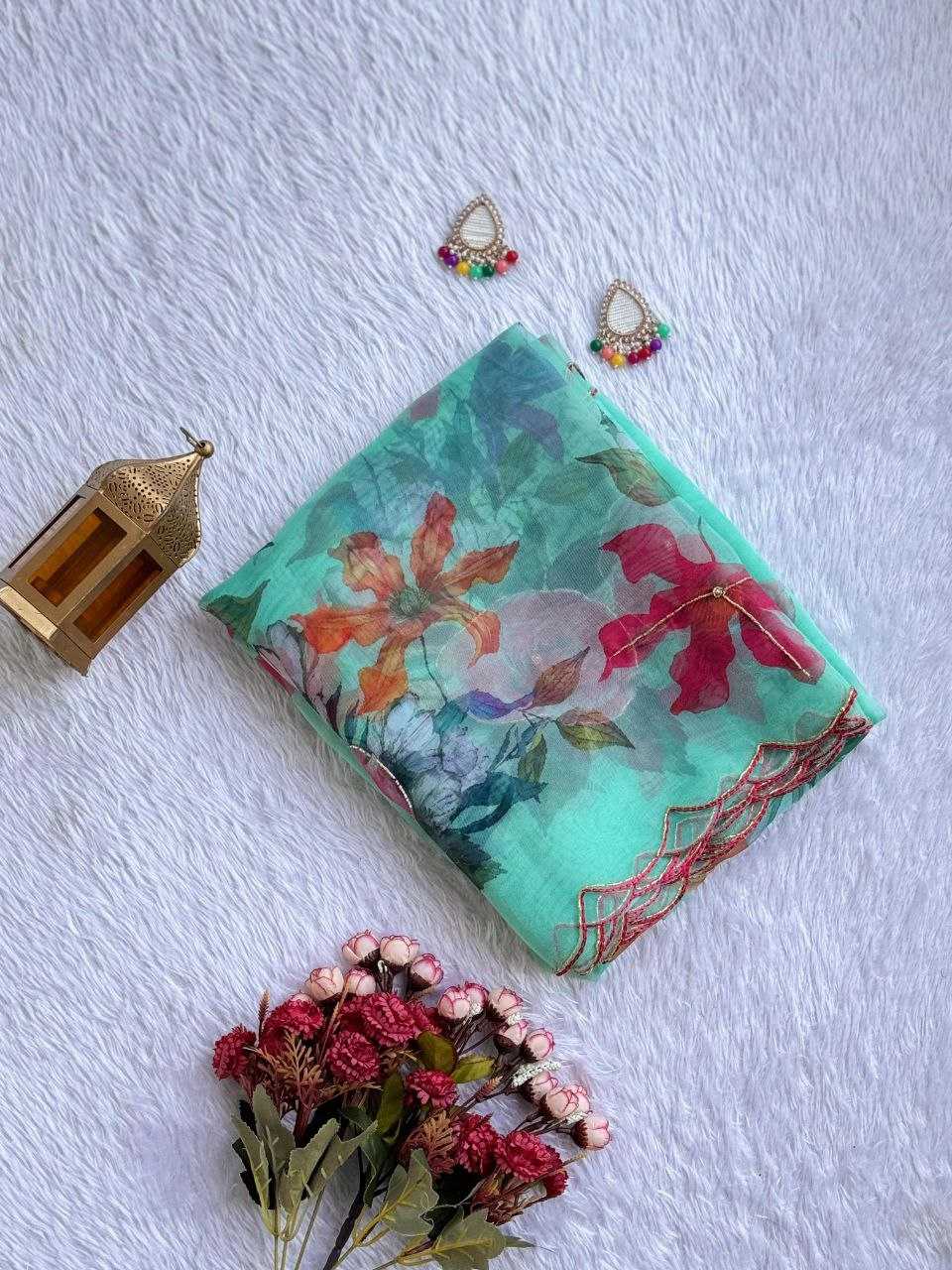 Ynf Organza KESH518 4352 Sarees Wholesale Organza Sarees Printed Sarees Hand Work Sarees Manufacturer