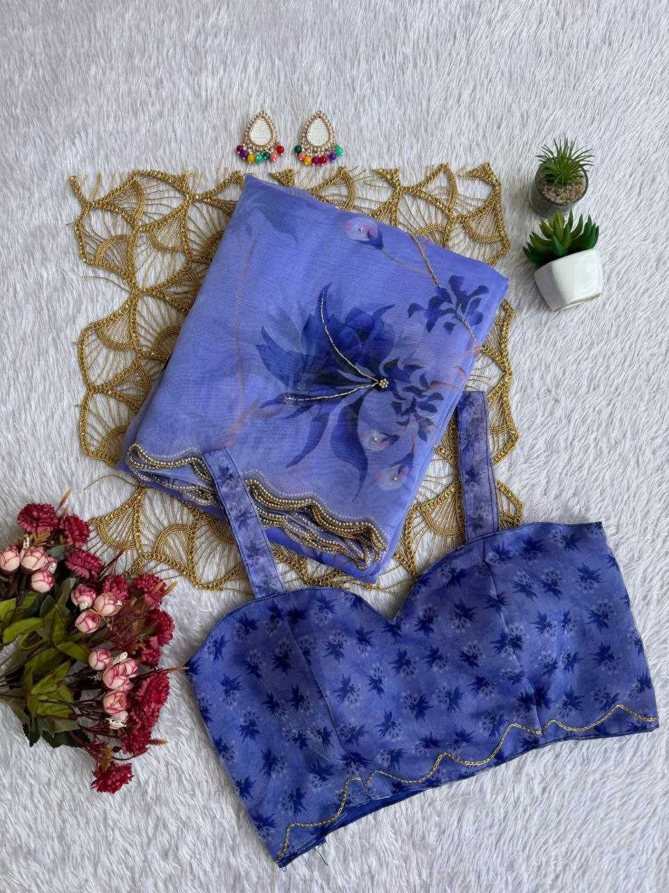 Ynf Organza KESH518 4356 Sarees Wholesale Organza Sarees Printed Sarees Hand Work Sarees Manufacturer