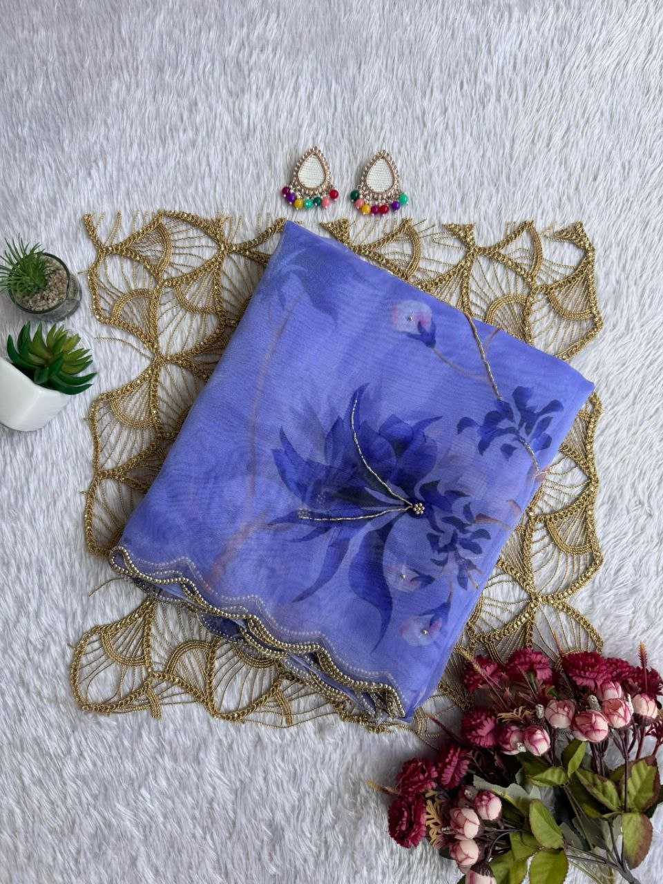 Ynf Organza KESH518 4356 Sarees Wholesale Organza Sarees Printed Sarees Hand Work Sarees Manufacturer