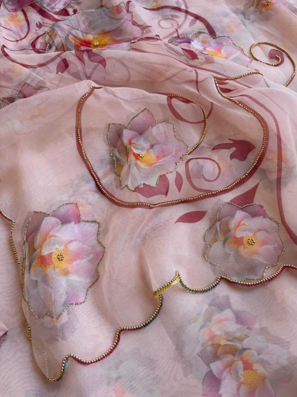 Ynf Organza KESH518 4361 Sarees Wholesale Organza Sarees Printed Sarees Hand Work Sarees Manufacturer