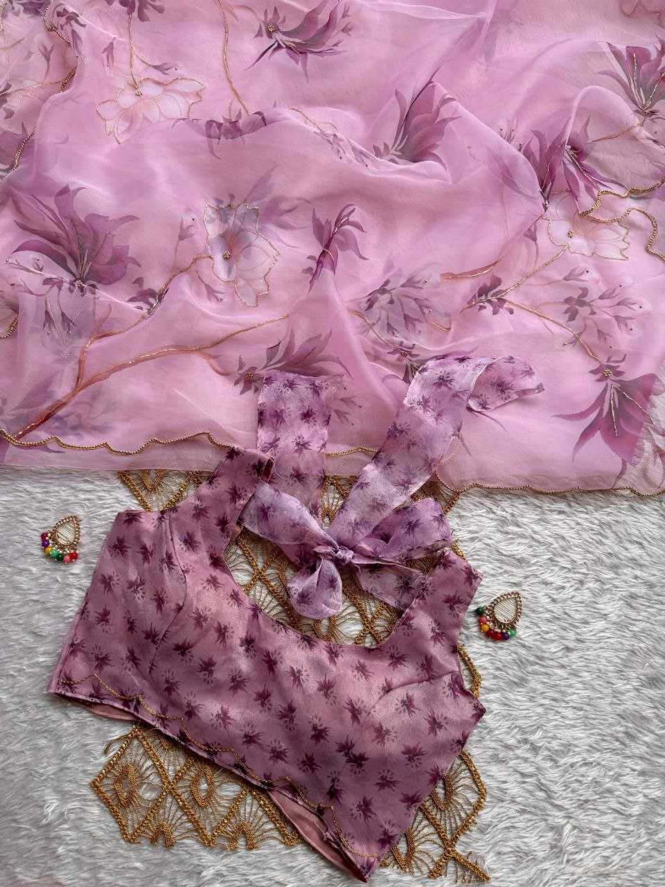 Ynf Organza KESH518 4363 Sarees Wholesale Organza Sarees Printed Sarees Hand Work Sarees Manufacturer