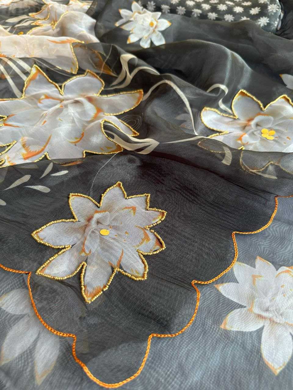 Ynf Organza KESH518 4364 Sarees Wholesale Organza Sarees Printed Sarees Hand Work Sarees Manufacturer