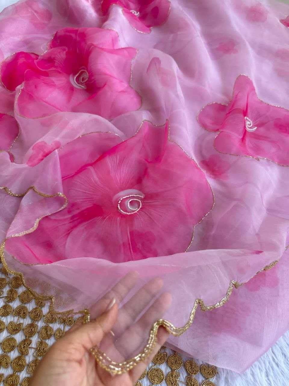Ynf Organza KESH518 4380 Sarees Wholesale Organza Sarees Printed Sarees Hand Work Sarees Manufacturer