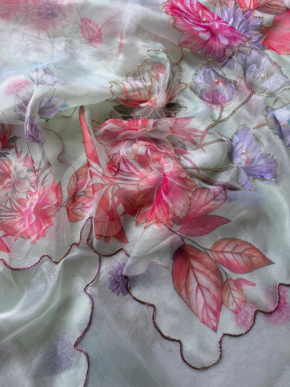 Ynf Organza KESH518 4382 Sarees Wholesale Organza Sarees Printed Sarees Hand Work Sarees Manufacturer