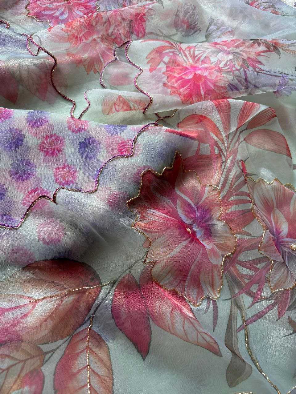 Ynf Organza KESH518 4382 Sarees Wholesale Organza Sarees Printed Sarees Hand Work Sarees Manufacturer