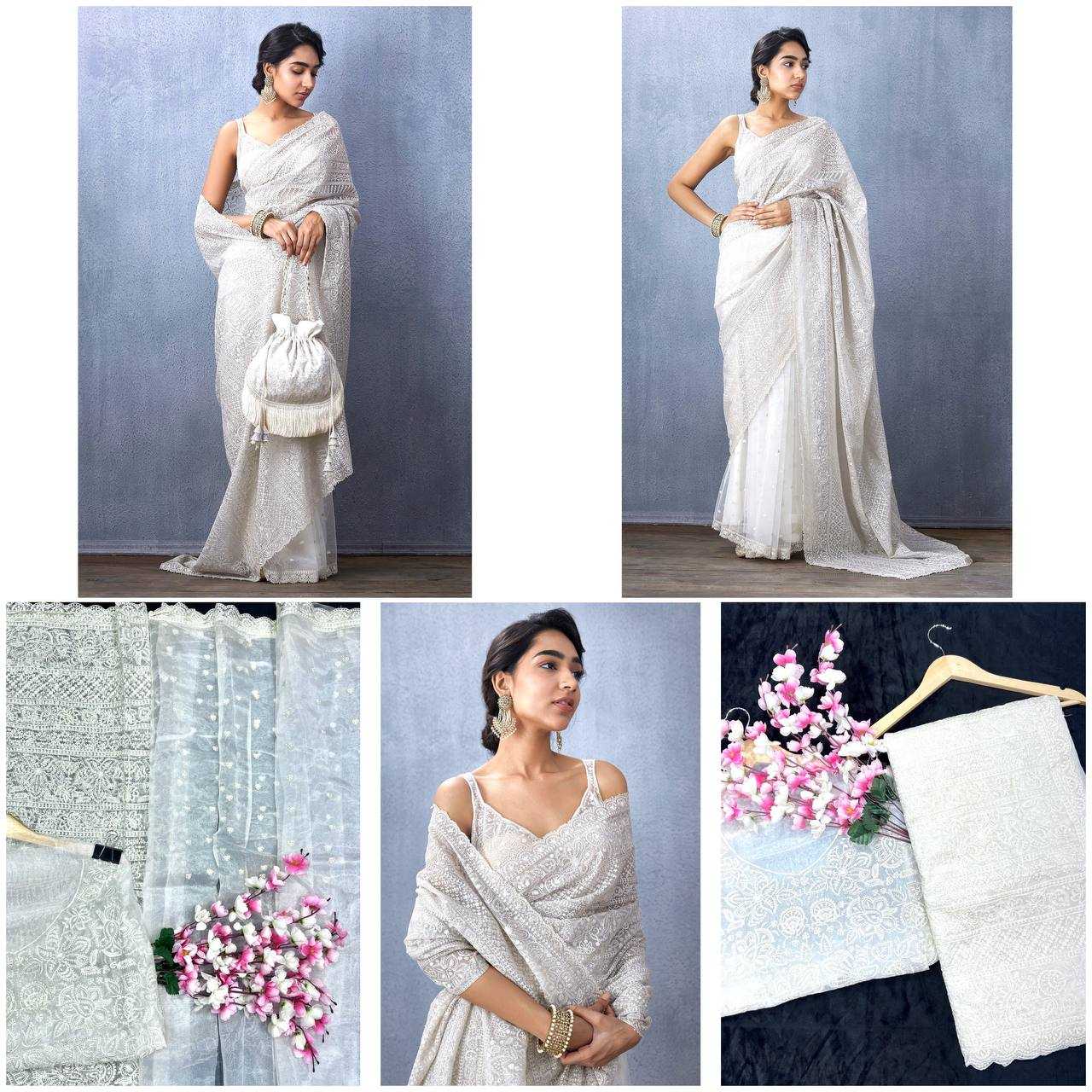 Ynf Organza KESH556 300 Sarees Wholesale Embroidered Sarees Cutwork Saree Manufacturer