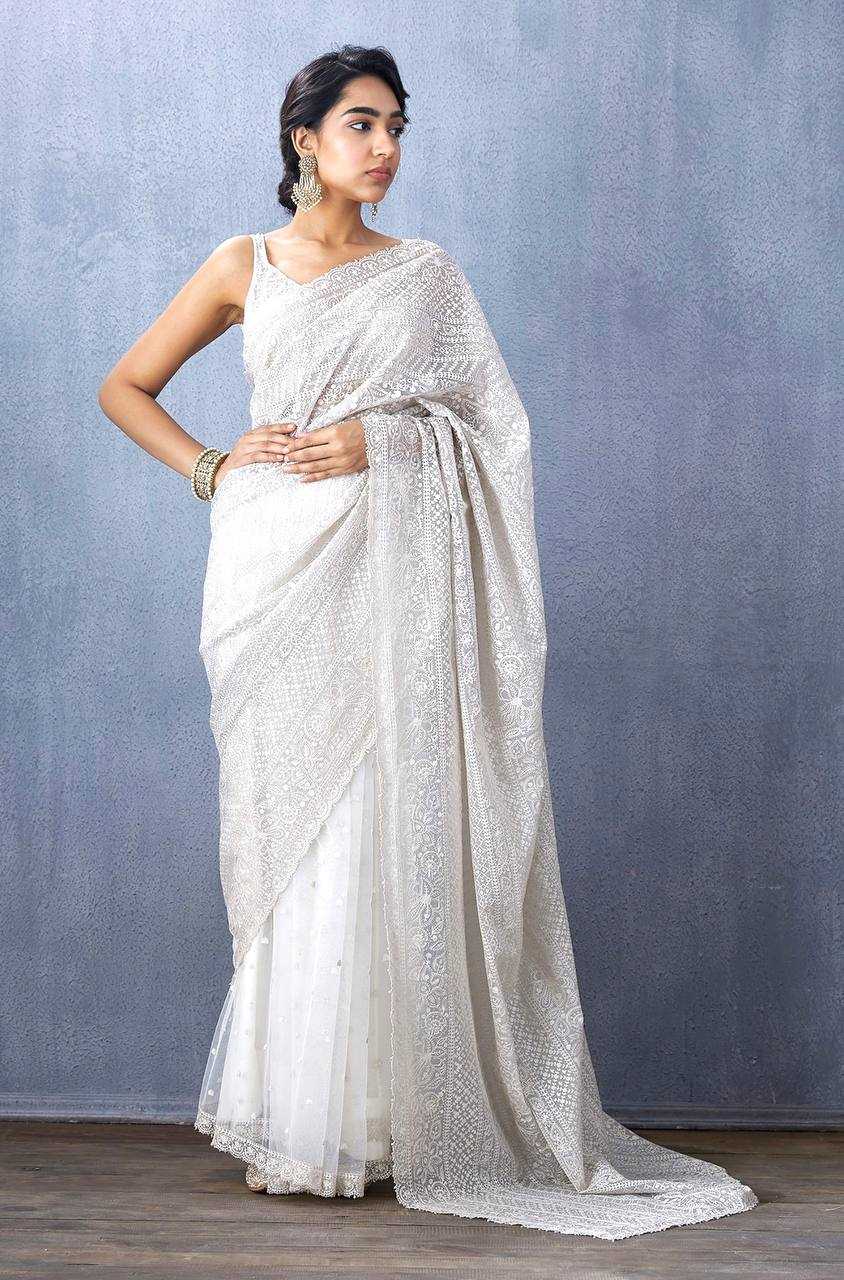 Ynf Organza KESH556 300 Sarees Wholesale Embroidered Sarees Cutwork Saree Manufacturer