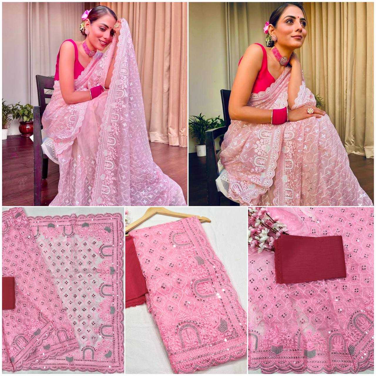 Ynf Organza KESH556 301 Sarees Wholesale Sequence Sarees Work Sarees Manufacturer