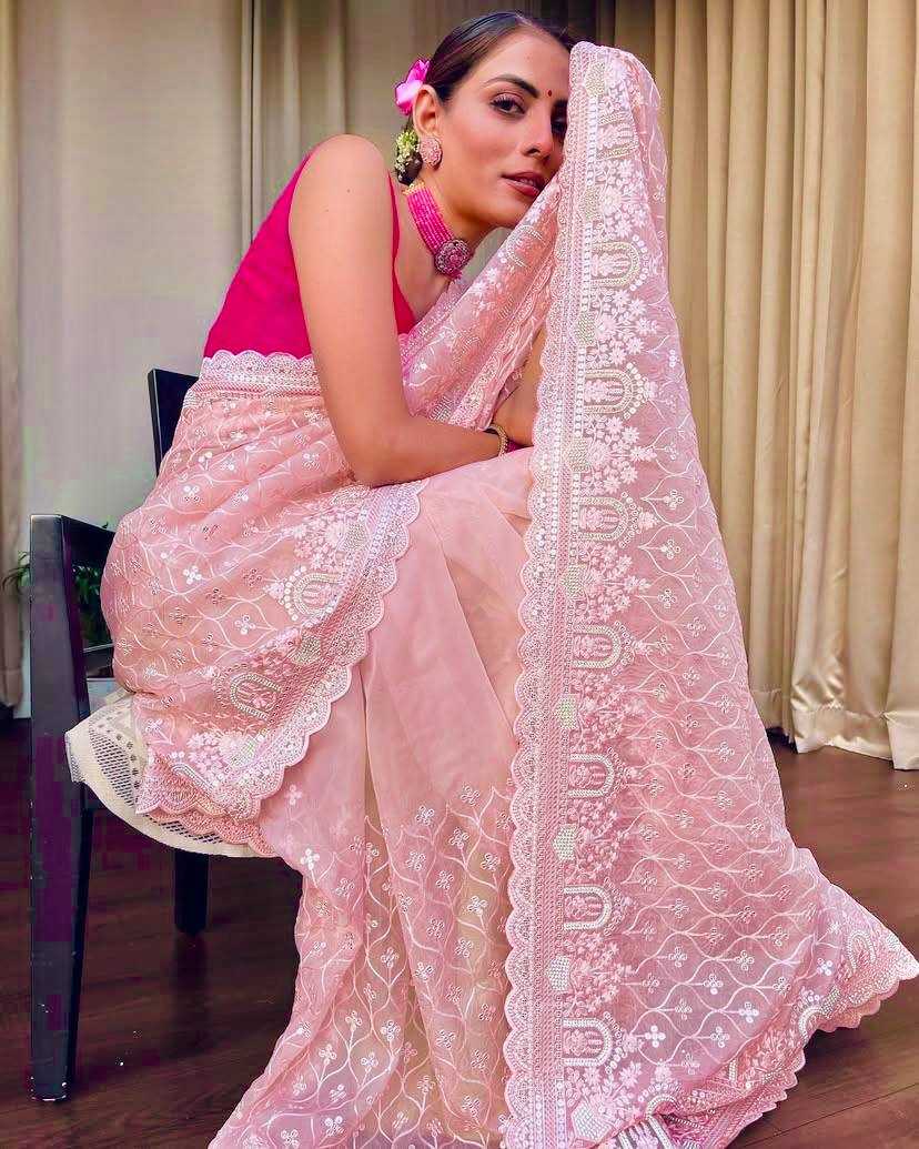 Ynf Organza KESH556 301 Sarees Wholesale Sequence Sarees Work Sarees Manufacturer
