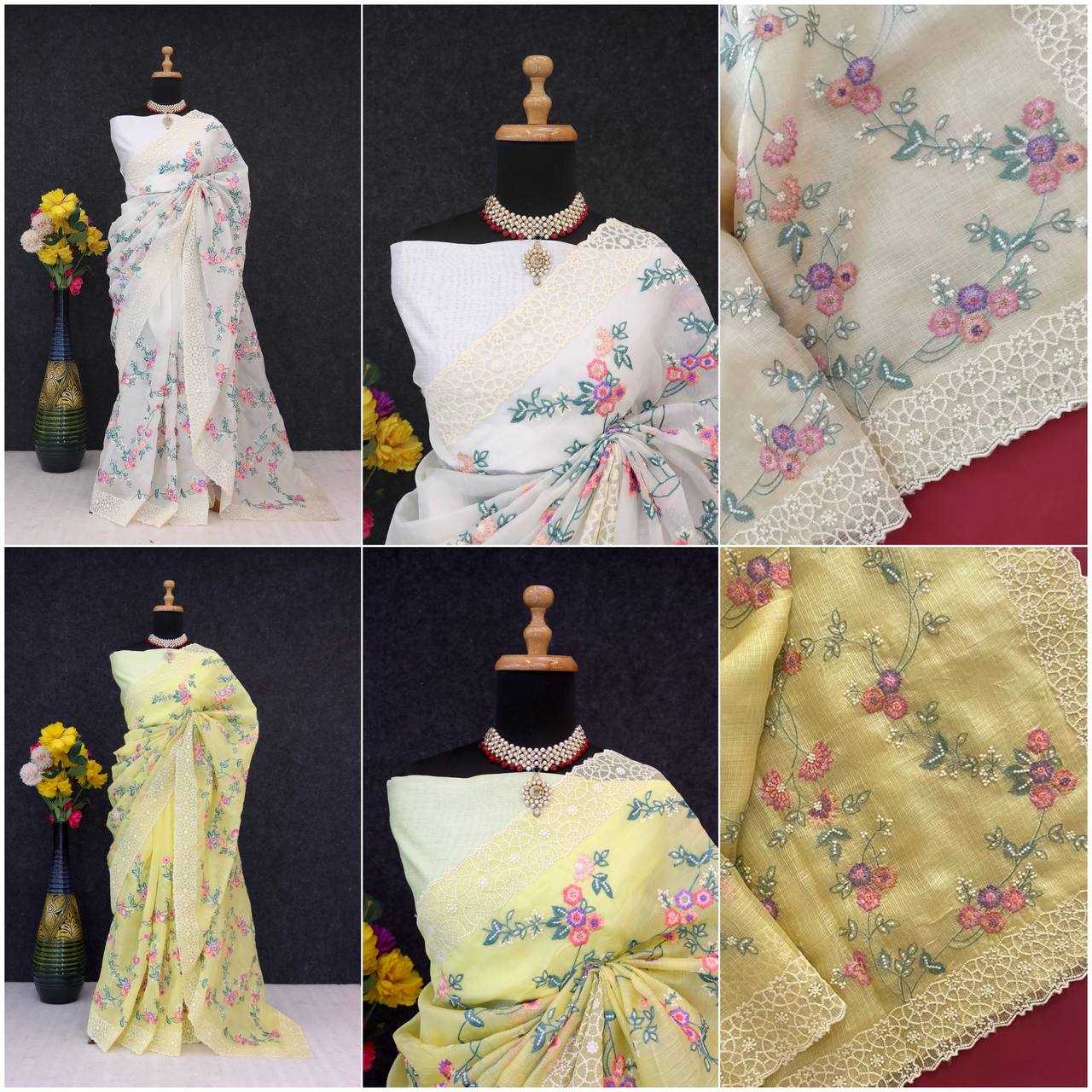 Ynf Organza KESH556 309 Sarees Wholesale Embroidered Sarees Cutwork Saree Manufacturer