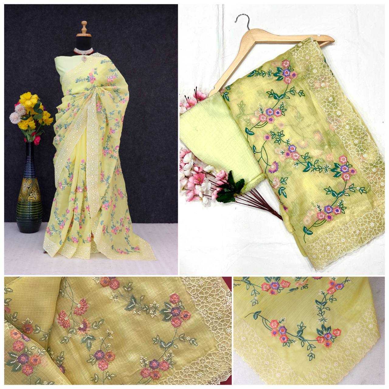 Ynf Organza KESH556 309 Sarees Wholesale Embroidered Sarees Cutwork Saree Manufacturer