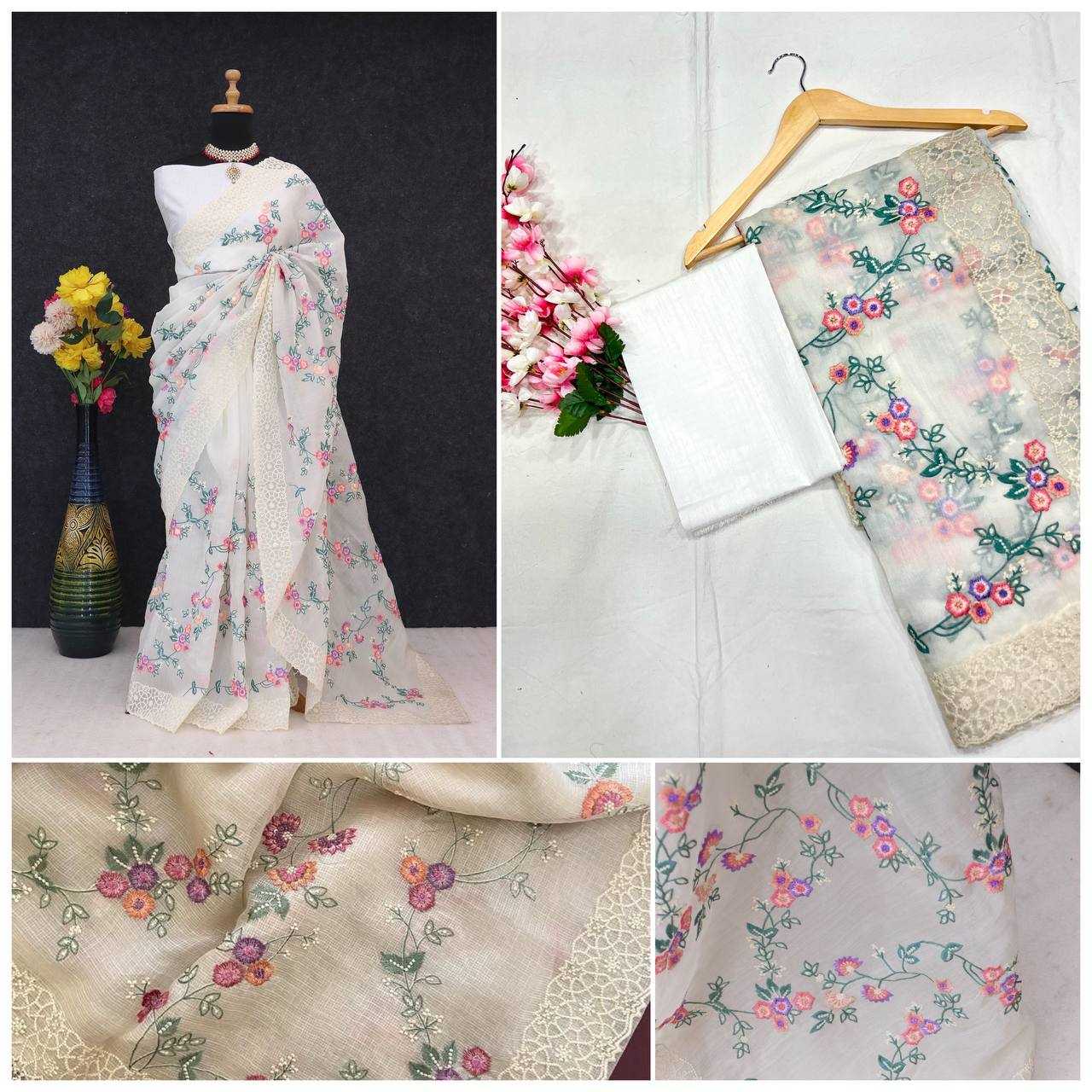 Ynf Organza KESH556 309 Sarees Wholesale Embroidered Sarees Cutwork Saree Manufacturer