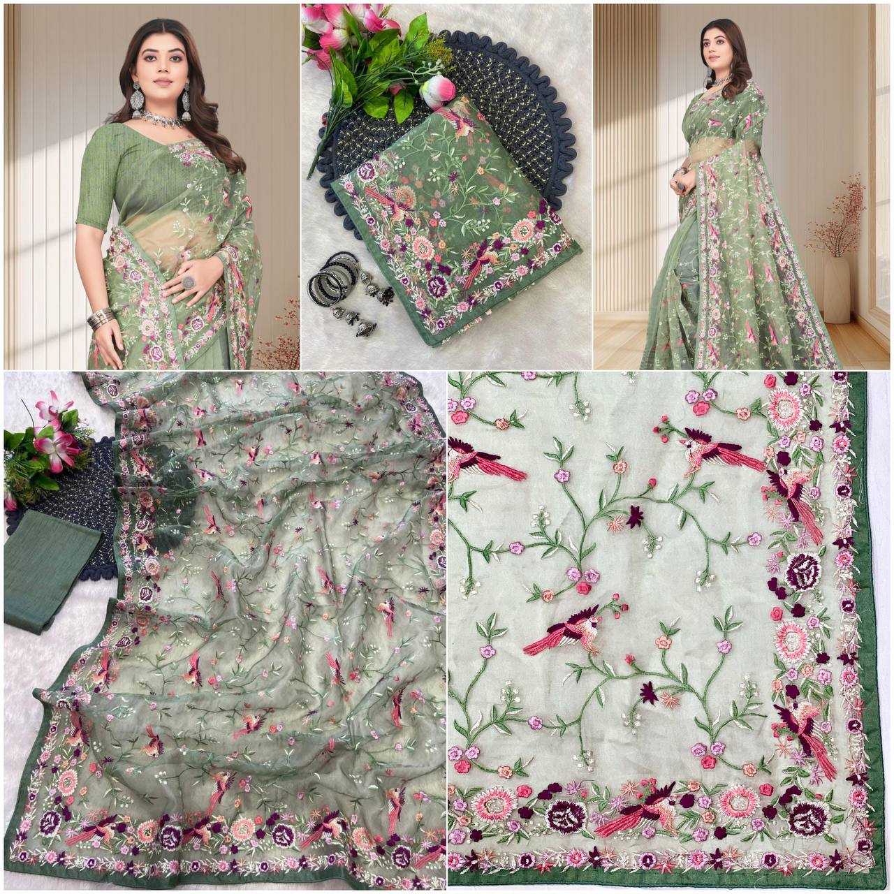 Ynf Organza KESH556 317 Sarees Wholesale Organza Sarees Embroidered Sarees Manufacturer