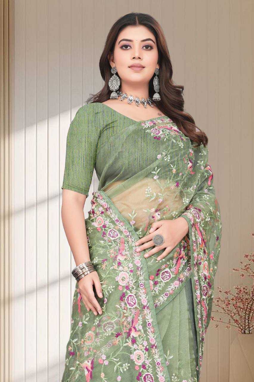 Ynf Organza KESH556 317 Sarees Wholesale Organza Sarees Embroidered Sarees Manufacturer