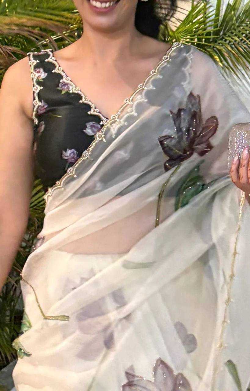 Ynf Organza RIN105 KAAYA Sarees Wholesale Organza Sarees Printed Sarees Hand Work Sarees Manufacturer