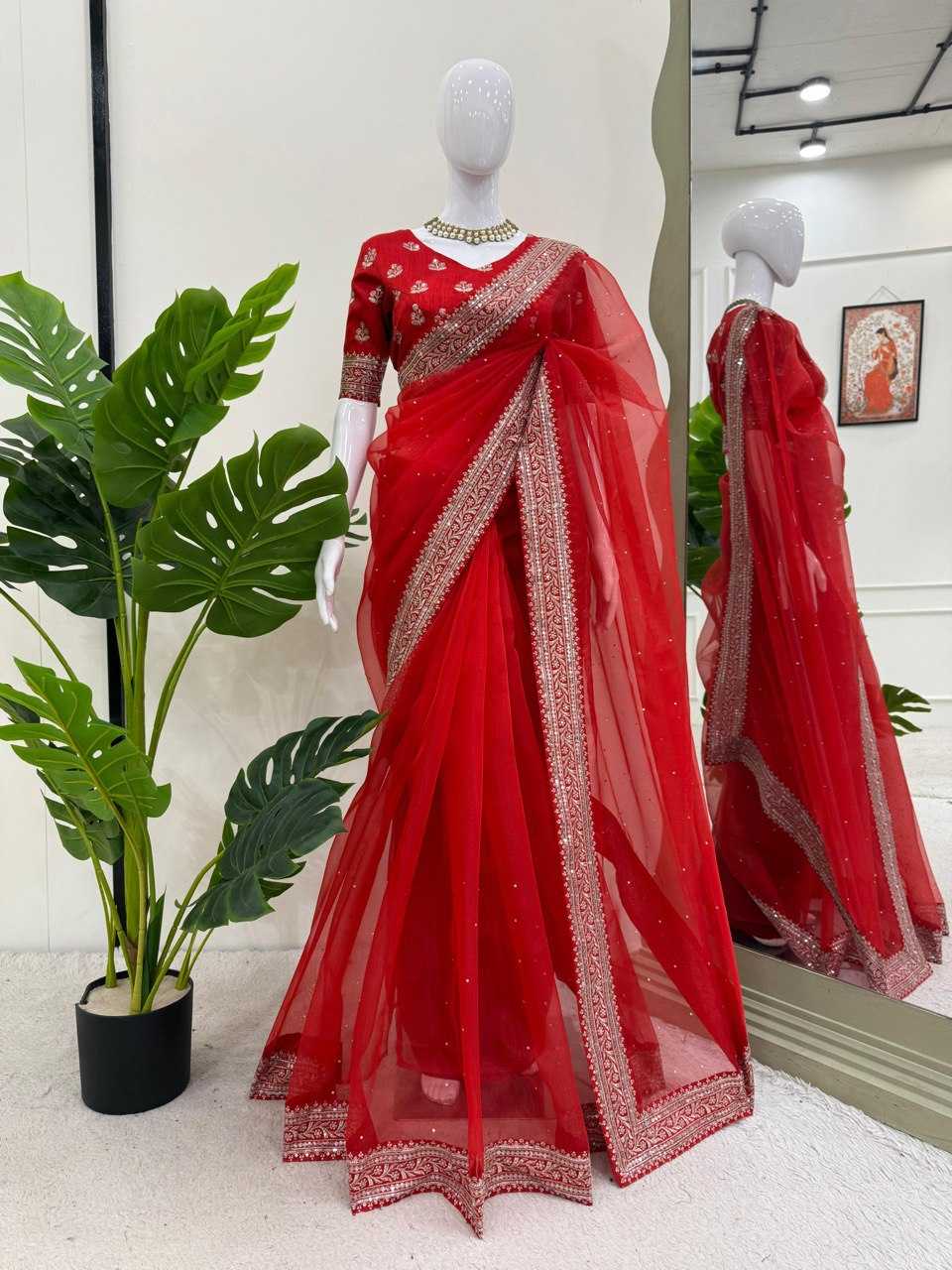 Ynf Organza RIN133 596 Sarees Wholesale Organza Sarees Party Wear Sarees Fancy Sarees Manufacturer