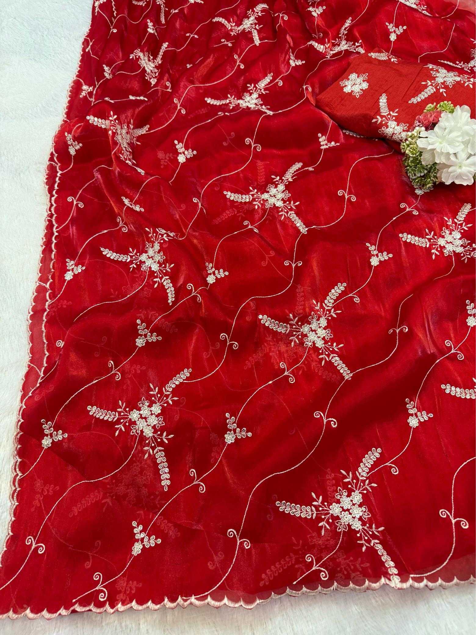 Ynf Organza RIN164 embedded Sarees Wholesale Organza Sarees Embroidered Sarees Satin Sarees Manufacturer