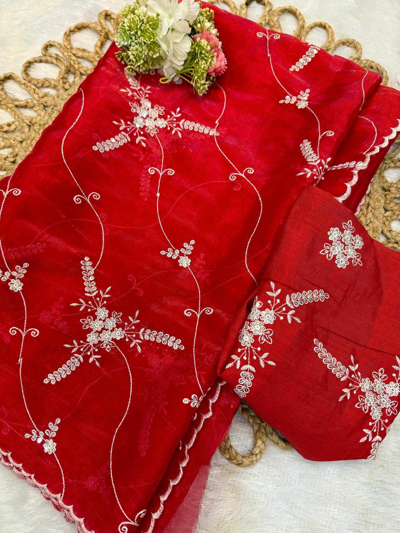 Ynf Organza RIN164 embedded Sarees Wholesale Organza Sarees Embroidered Sarees Satin Sarees Manufacturer
