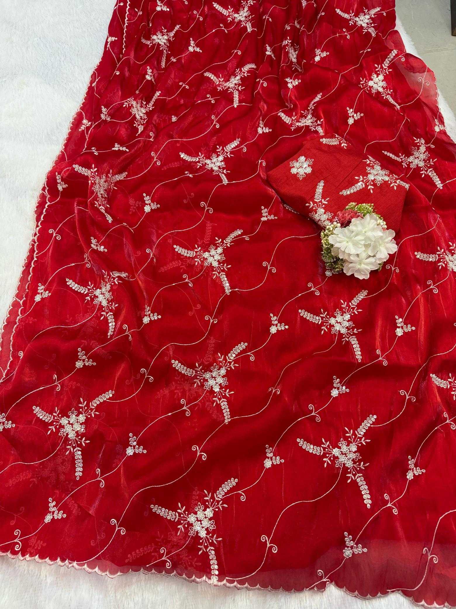 Ynf Organza RIN164 embedded Sarees Wholesale Organza Sarees Embroidered Sarees Satin Sarees Manufacturer