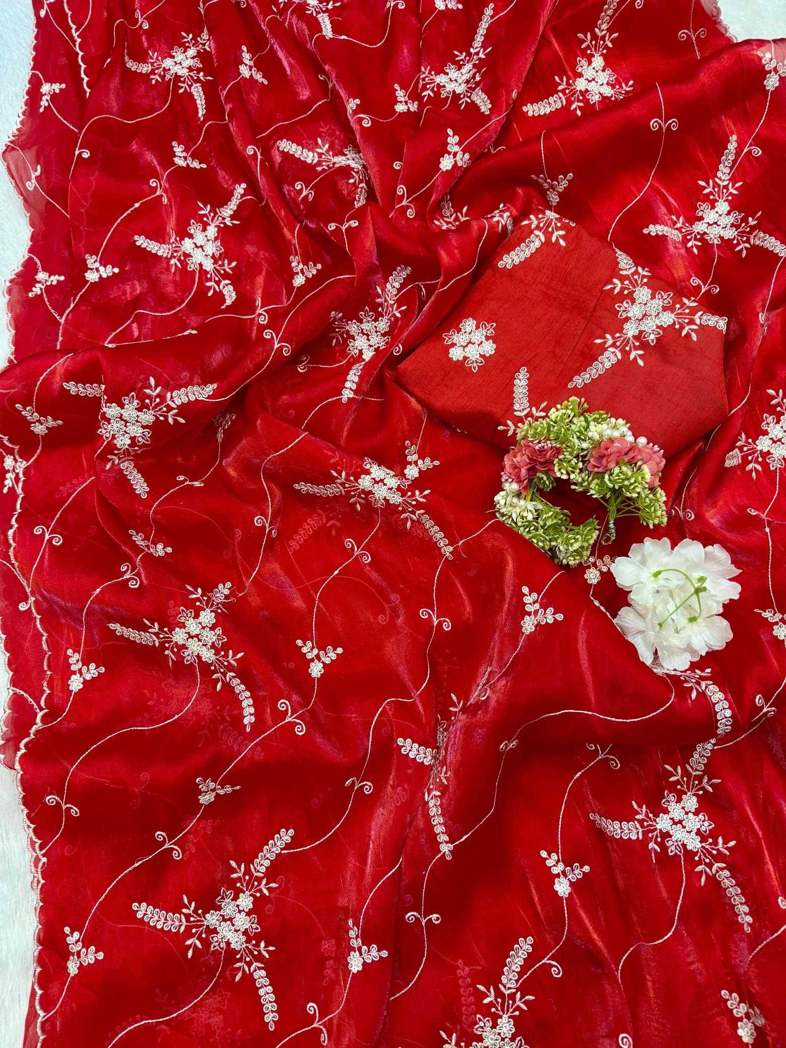 Ynf Organza RIN164 embedded Sarees Wholesale Organza Sarees Embroidered Sarees Satin Sarees Manufacturer
