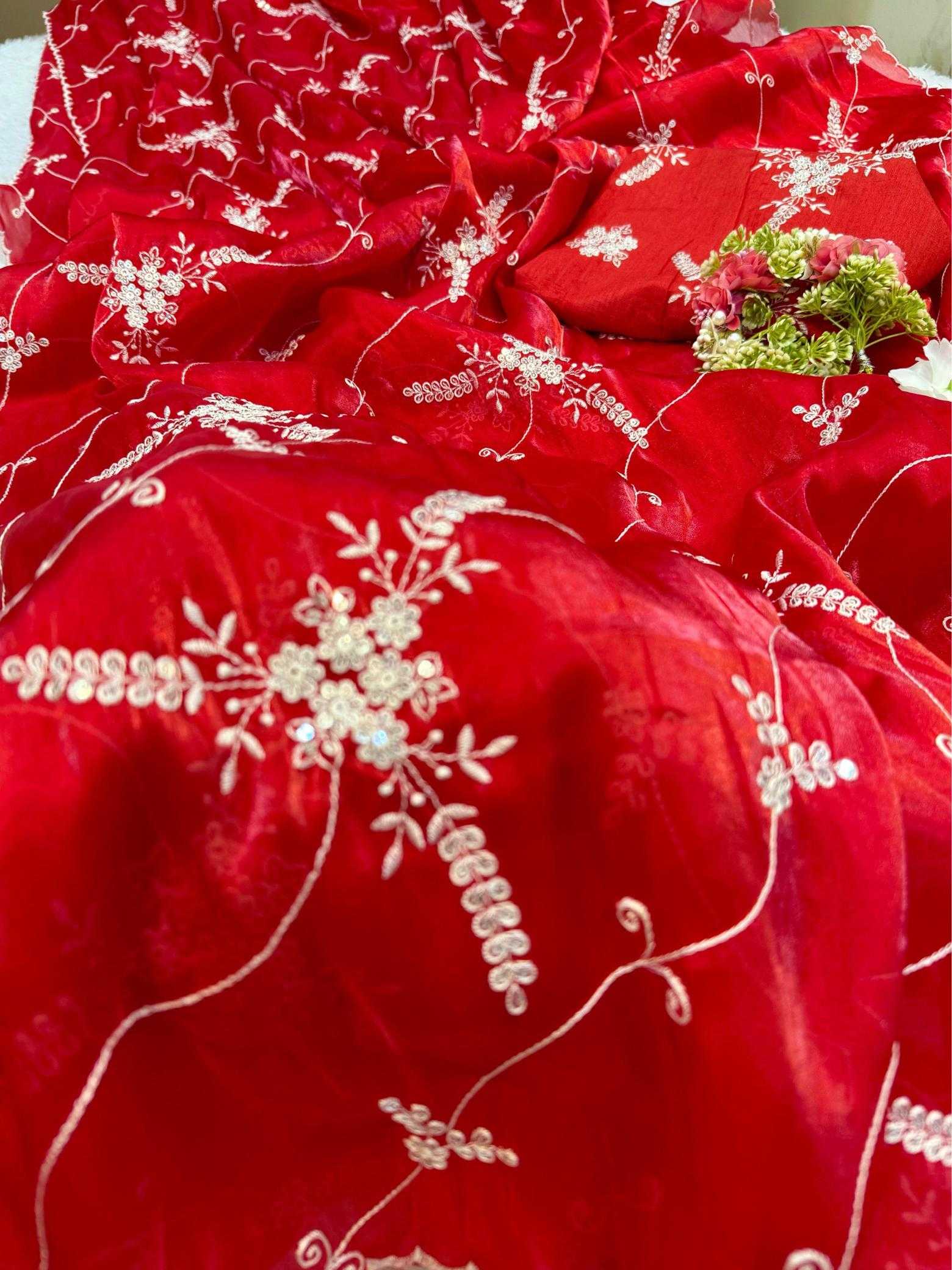 Ynf Organza RIN164 embedded Sarees Wholesale Organza Sarees Embroidered Sarees Satin Sarees Manufacturer