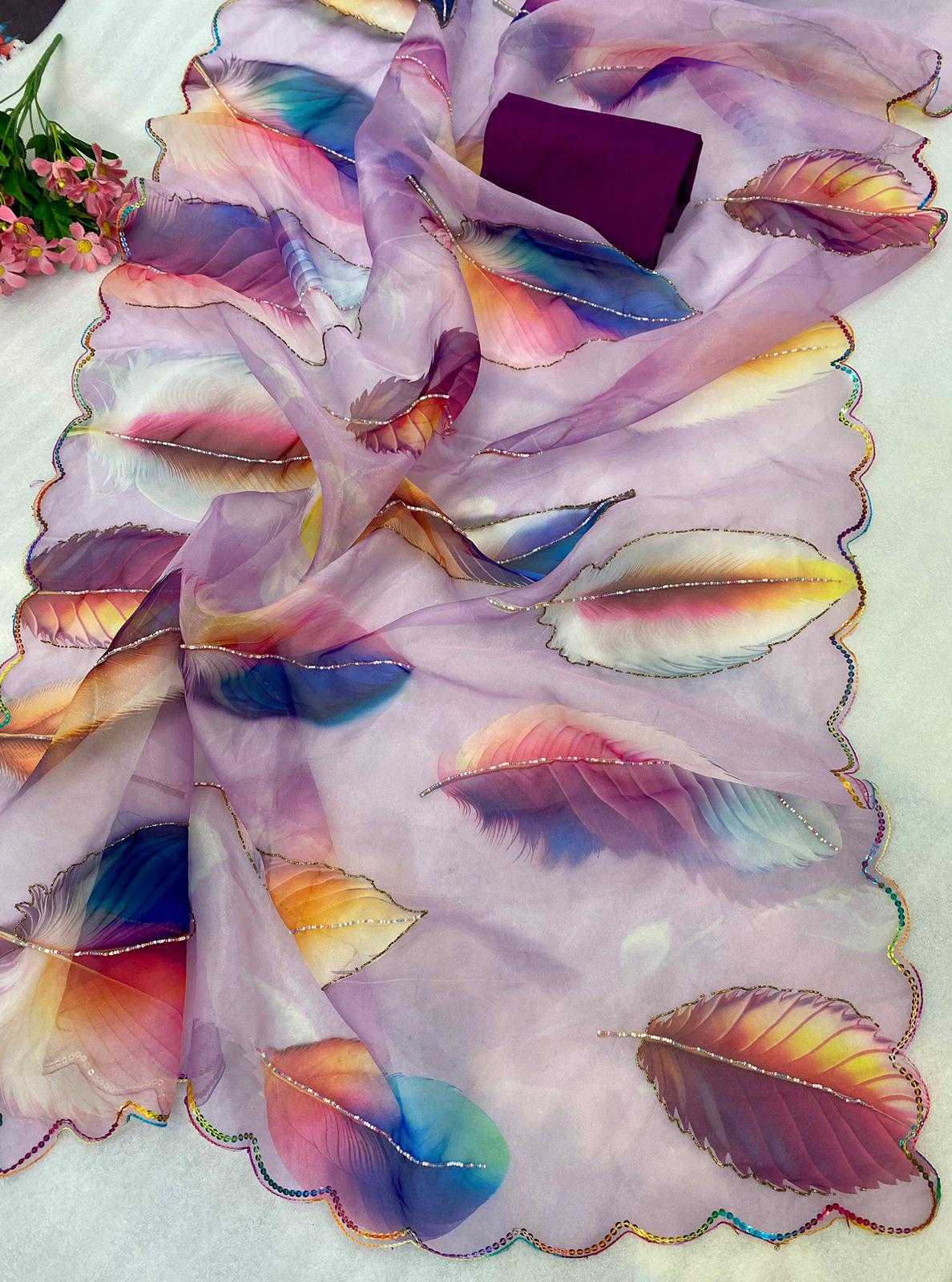 Ynf Organza RIN164 PARI Sarees Wholesale Organza Sarees Printed Sarees Sequence Sarees Manufacturer