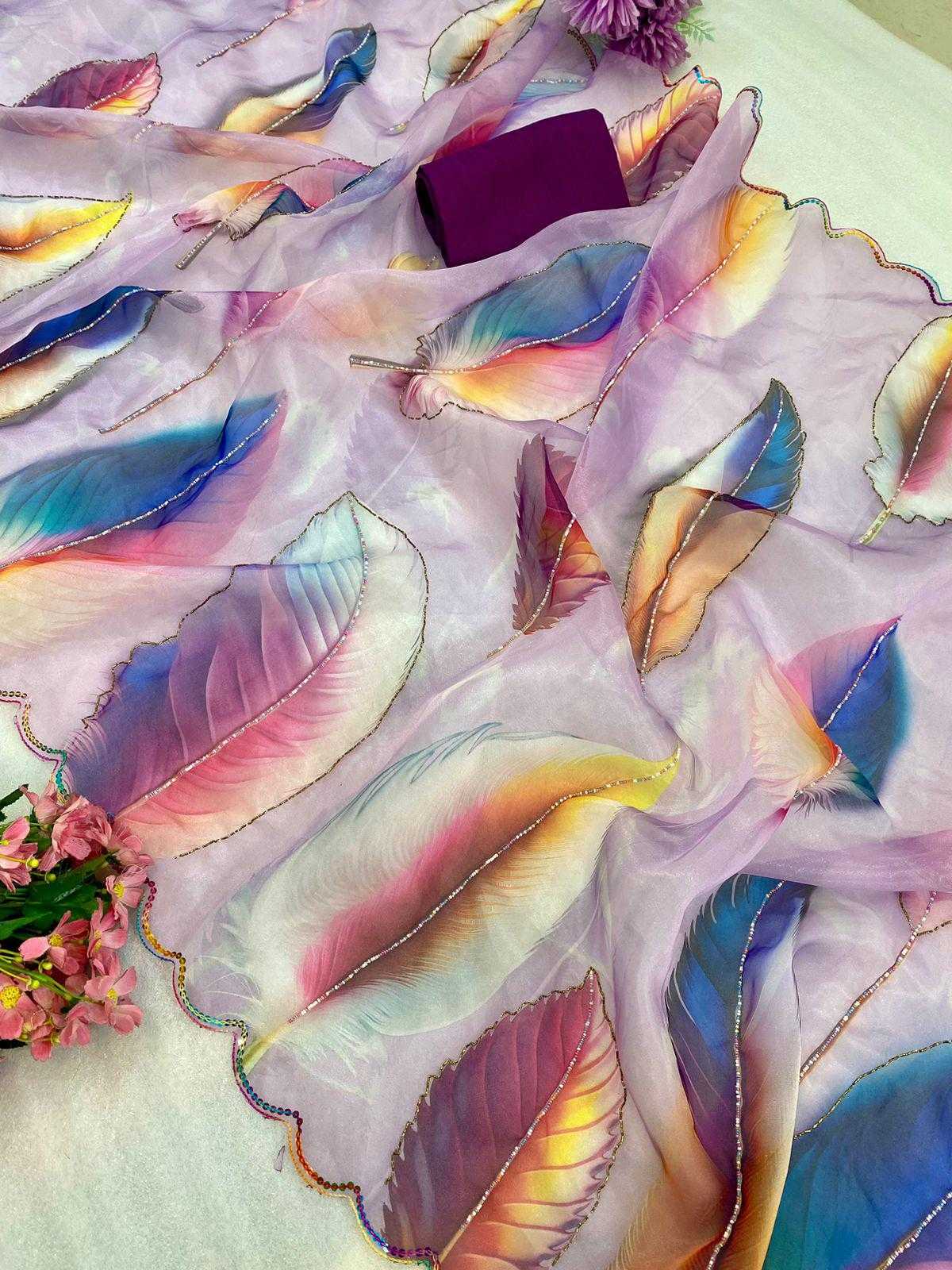 Ynf Organza RIN164 PARI Sarees Wholesale Organza Sarees Printed Sarees Sequence Sarees Manufacturer