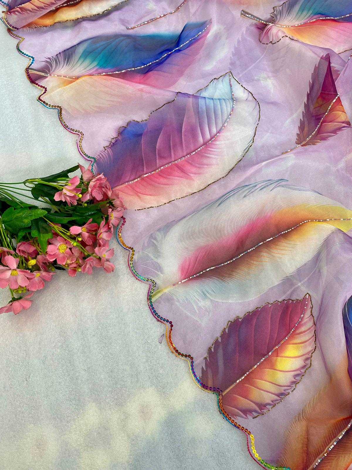 Ynf Organza RIN164 PARI Sarees Wholesale Organza Sarees Printed Sarees Sequence Sarees Manufacturer