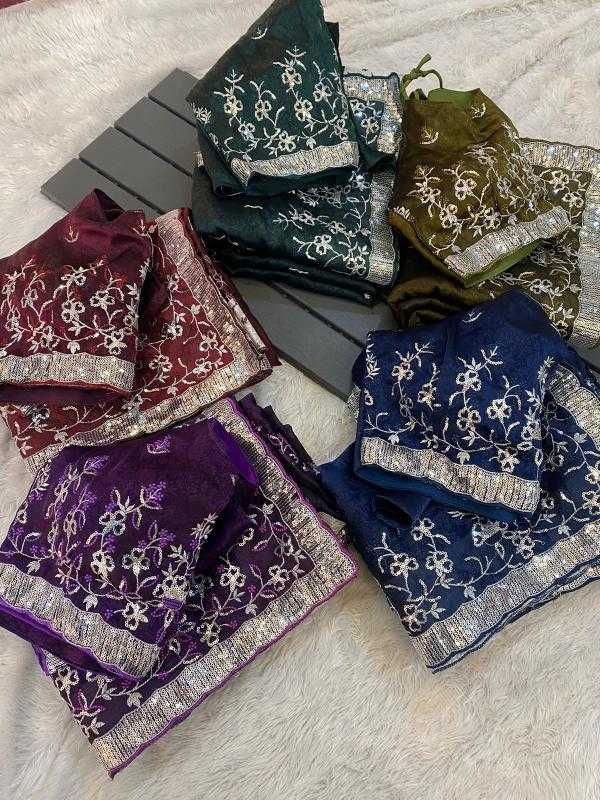 Ynf Organza RIN164 QUAE Sarees Wholesale Jimmy Choo Sarees Organza Sarees Embroidered Sarees Manufacturer