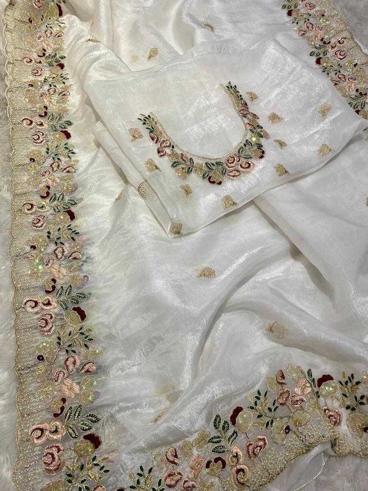 Ynf Organza RIN164 silhouette Sarees Festive Collections Wholesale Organza Sarees White Sarees Onam Collections Manufacturer