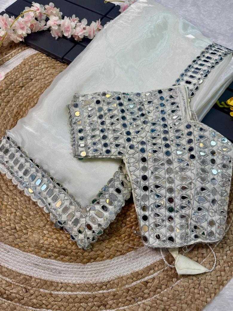Ynf Organza RIN164 SKY OVER Sarees Festive Collections Wholesale Organza Sarees Mirror Work Saree Onam Collections Manufacturer