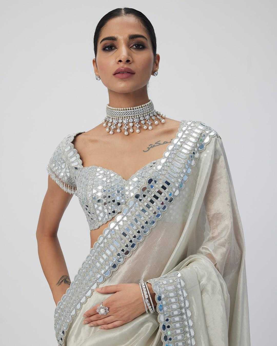 Ynf Organza RIN164 SKY OVER Sarees Festive Collections Wholesale Organza Sarees Mirror Work Saree Onam Collections Manufacturer