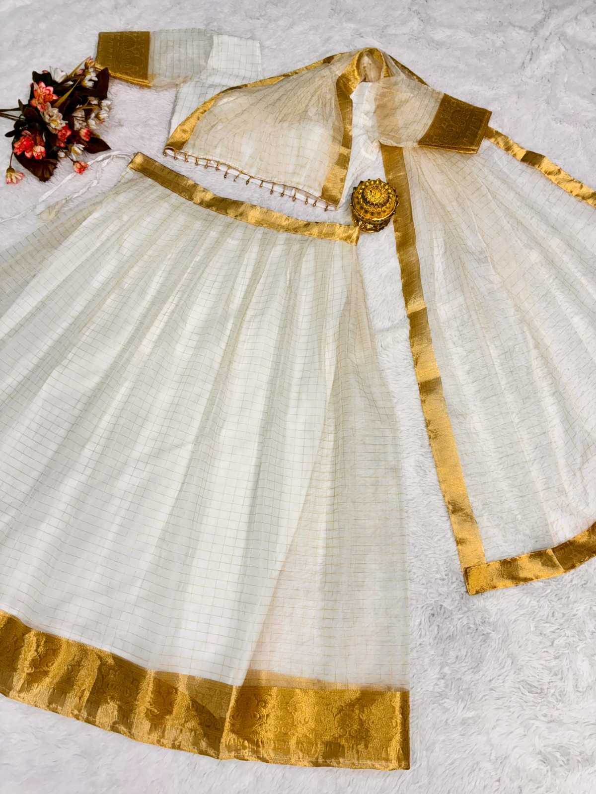 Ynf Organza RIN222 Onam super Lehengas Festive Collections Wholesale Designer Lehenga White Lehenga Onam Collections Manufacturer